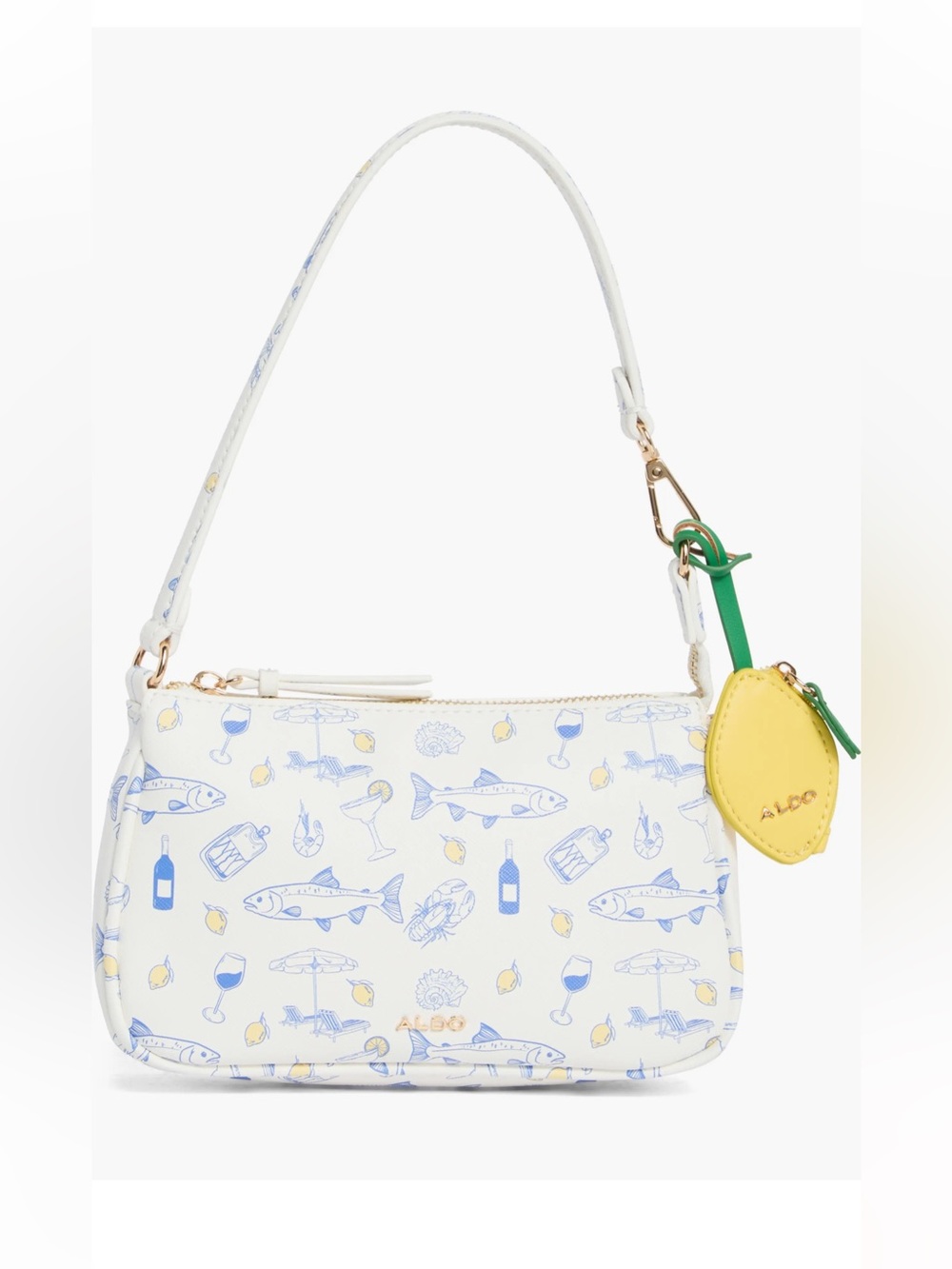 Aldo sardine and lemon shoulder bag with lemon pouch